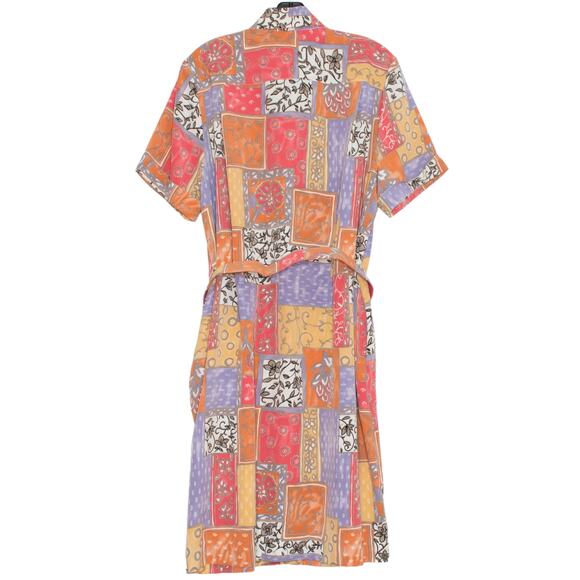 Schrader Womens Shirt Dress Vintage Button Up Patchwork Abstract Art Size 16P LA - Picture 4 of 4